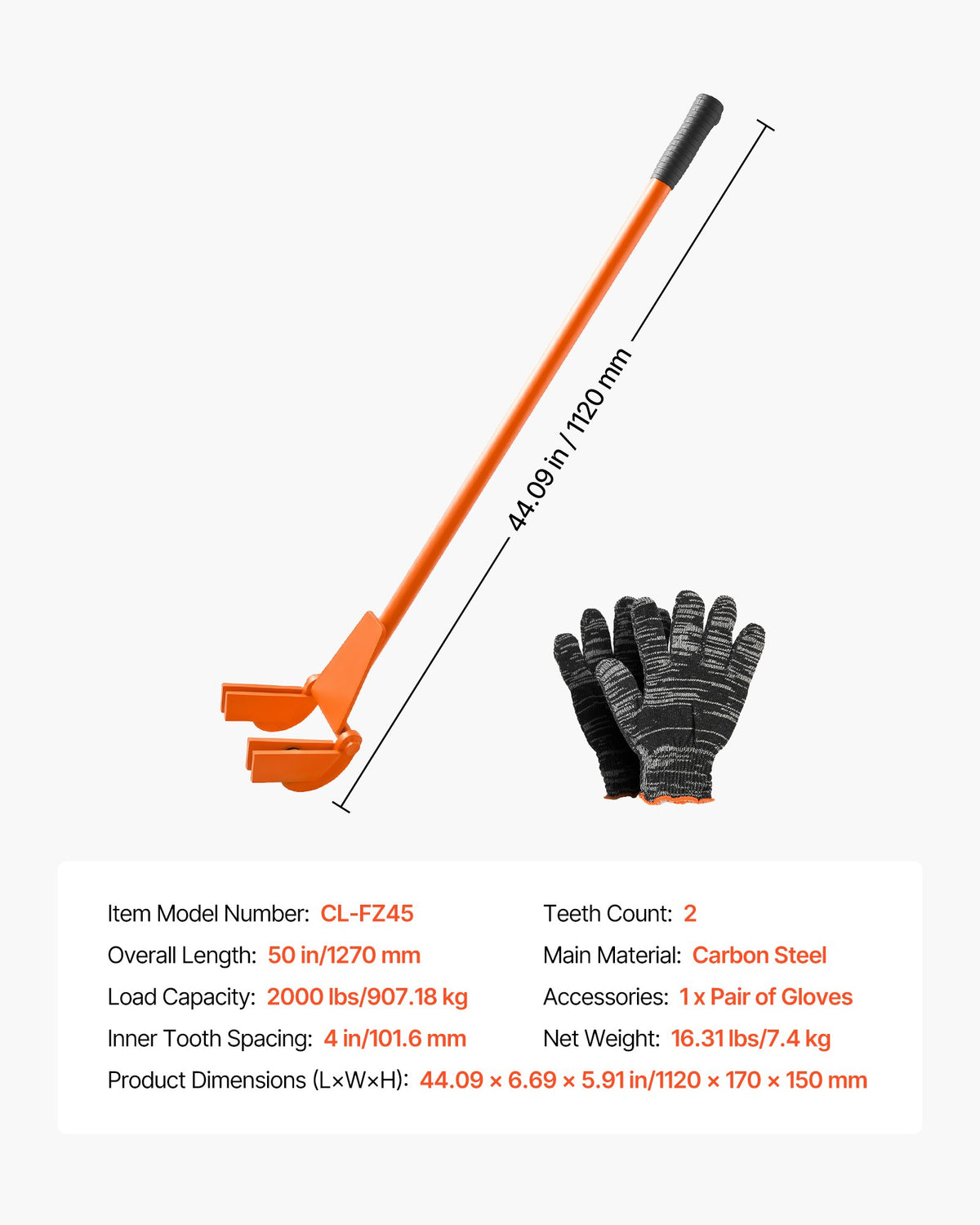 VEVOR Pallet Buster Tool, 40 Inch Carbon Steel Handle Wrecking Pry Bar, 2000 lbs Weight Capacity, Heavy Duty Deck Board Removal Tool, Breaker Bar for Flooring, Framing, Roofing, Trim, Drywall - DGTPQGFZX45IJE5BX001V0 - view 8