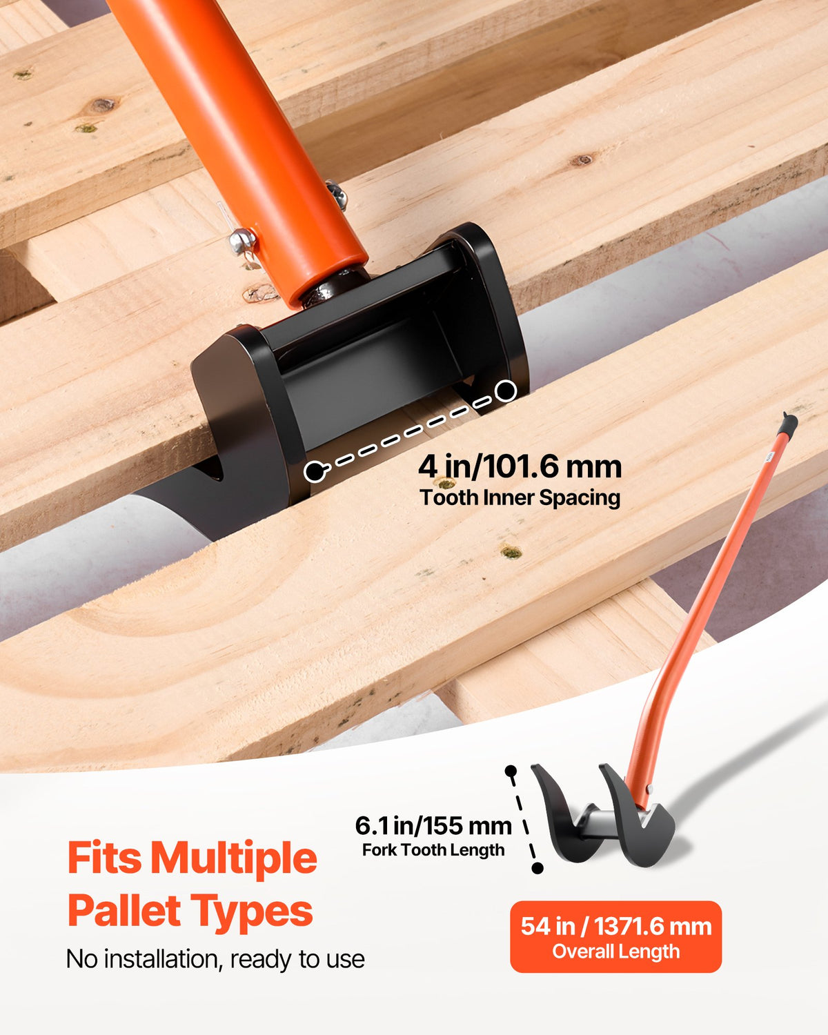 VEVOR Pallet Buster Tool, 50 Inch Carbon Steel Handle Wrecking Pry Bar, 2000 lbs Weight Capacity, Heavy Duty Deck Board Removal Tool, Breaker Bar for Flooring, Framing, Roofing, Trim, Drywall - DGTPQGJTX54IKEMR1001V0 - view 5
