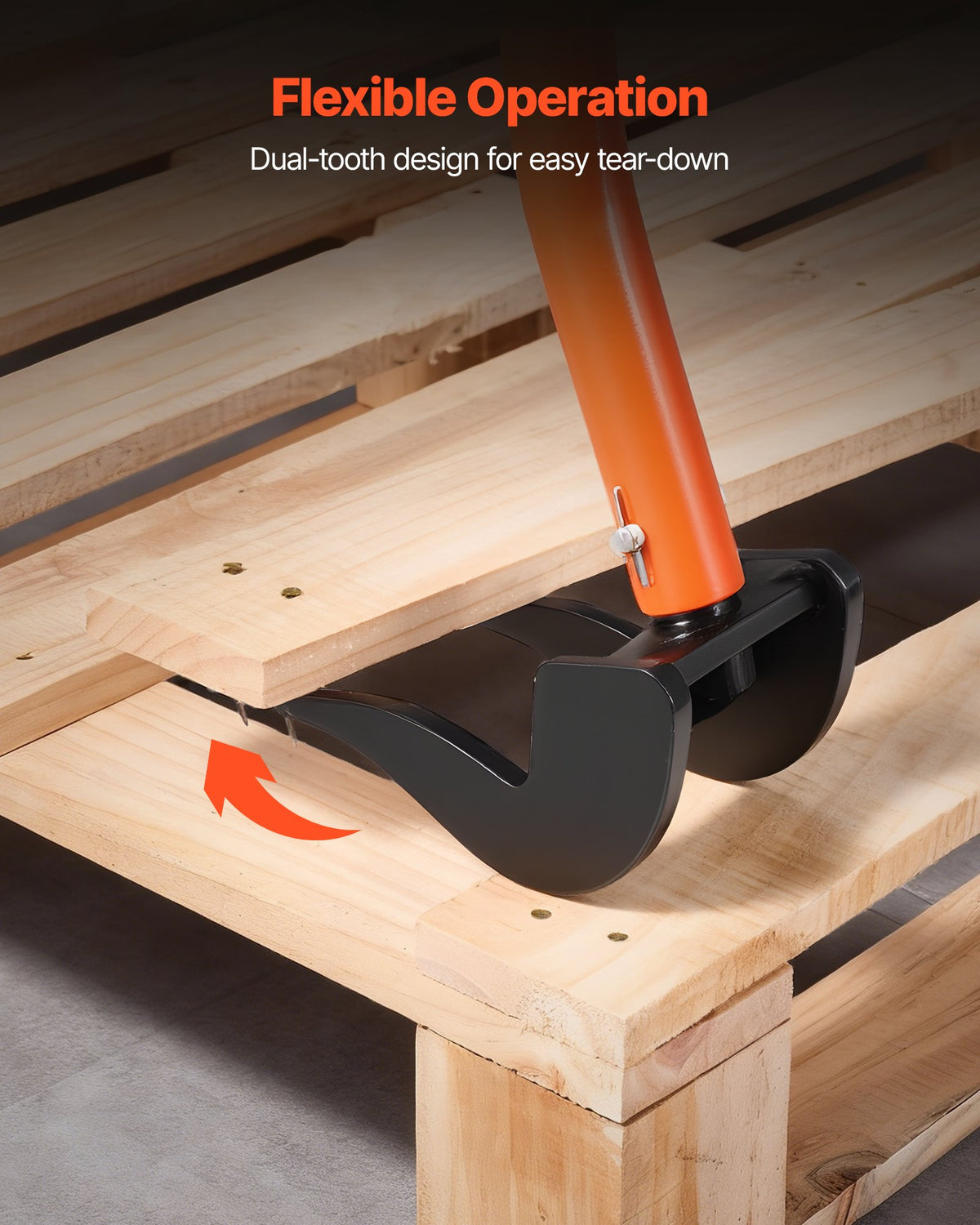 VEVOR Pallet Buster Tool, 50 Inch Carbon Steel Handle Wrecking Pry Bar, 2000 lbs Weight Capacity, Heavy Duty Deck Board Removal Tool, Breaker Bar for Flooring, Framing, Roofing, Trim, Drywall - DGTPQGJTX54IKEMR1001V0 - view 7