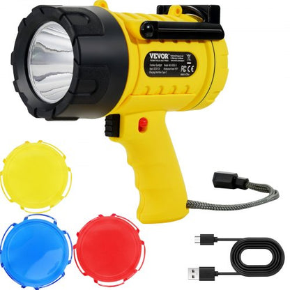 VEVOR Rechargeable Spotlight Flashlight, 1000,000 Lumens, IP67 Waterproof Handheld LED Spot Light, Super Bright Portable Searchlight with 4 Modes Detachable Lens USB Port, for Hunting Boating Camping - DGYWSJGDDDTKTCSKXV9 - view 2