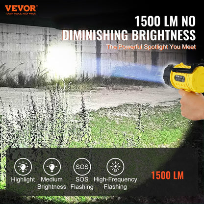 VEVOR Rechargeable Spotlight Flashlight, 1000,000 Lumens, IP67 Waterproof Handheld LED Spot Light, Super Bright Portable Searchlight with 4 Modes Detachable Lens USB Port, for Hunting Boating Camping - DGYWSJGDDDTKTCSKXV9 - view 3