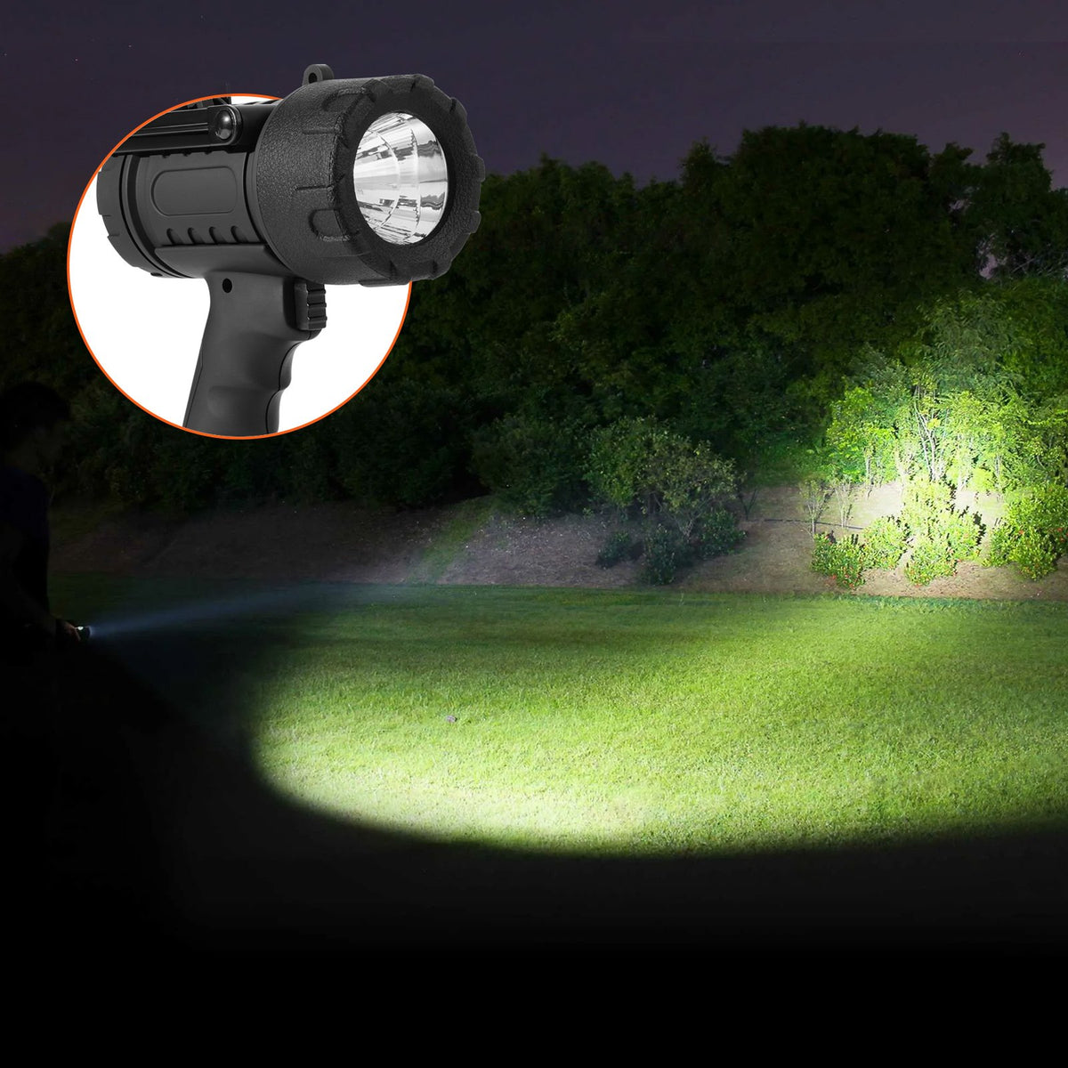 VEVOR Rechargeable Spotlight Flashlight, 200,000 Lumens, IP67 Waterproof Handheld LED Spot Light, Super Bright Portable Searchlight with 4 Modes Detachable Lens USB Port, for Hunting Boating Camping - DGYWSJGDXDTKA7G1TV9 - view 9