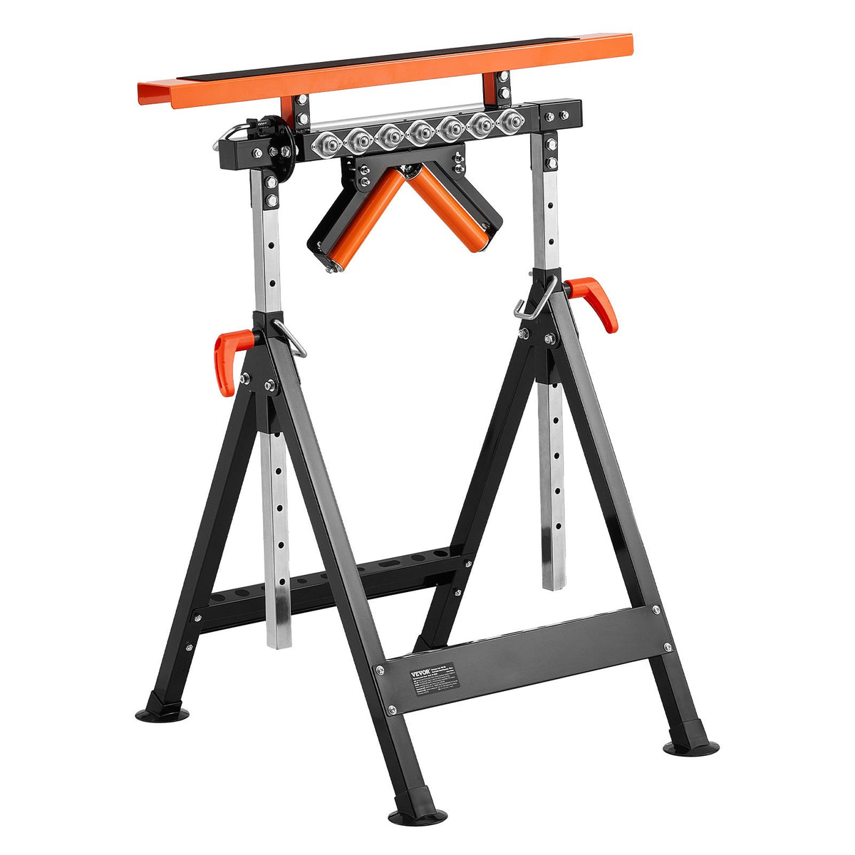 VEVOR 4-in-1 Roller Stand, 440 lb Load Capacity, 33-50 in Adjustable Height, Folding Heavy Duty with Rack & Polished Multi-directional Roller Head, for Table Saw Outfeed Woodworking Extension Support - DGZDZGTMGGJ4QQC0MV0 - view 1