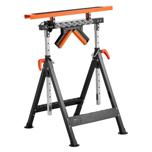 VEVOR 4-in-1 Roller Stand, 440 lb Load Capacity, 33-50 in Adjustable Height, Folding Heavy Duty with Rack & Polished Multi-directional Roller Head, for Table Saw Outfeed Woodworking Extension Support - DGZDZGTMGGJ4QQC0MV0 - view 2