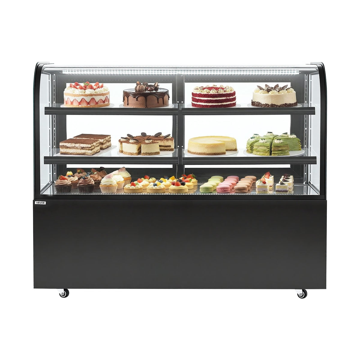 VEVOR Refrigerated Display Case, 17.6 Cu.Ft./550L Large Pastry Display Case, 2-Tier Commercial Cake Refrigerator with LED Lighting, TURBO Cooling, Frost-Free Air-Cooling, for Bakery, Dessert Shop - DGZSJ176CFTH42QDO001V1 - view 1