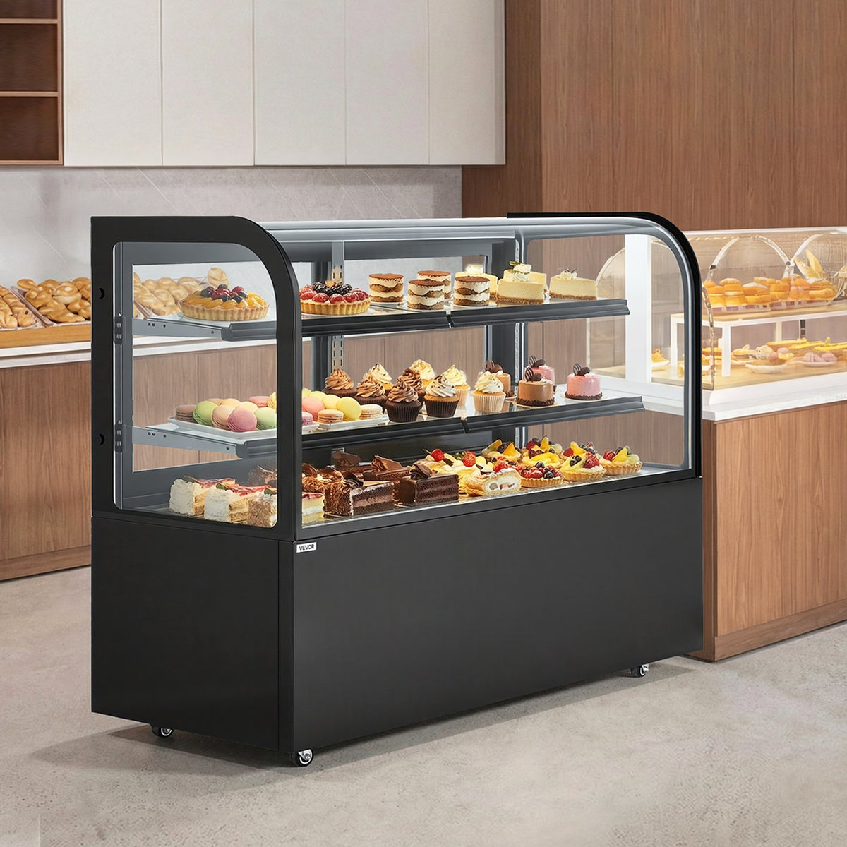 VEVOR Refrigerated Display Case, 17.6 Cu.Ft./550L Large Pastry Display Case, 2-Tier Commercial Cake Refrigerator with LED Lighting, TURBO Cooling, Frost-Free Air-Cooling, for Bakery, Dessert Shop - DGZSJ176CFTH42QDO001V1 - view 9