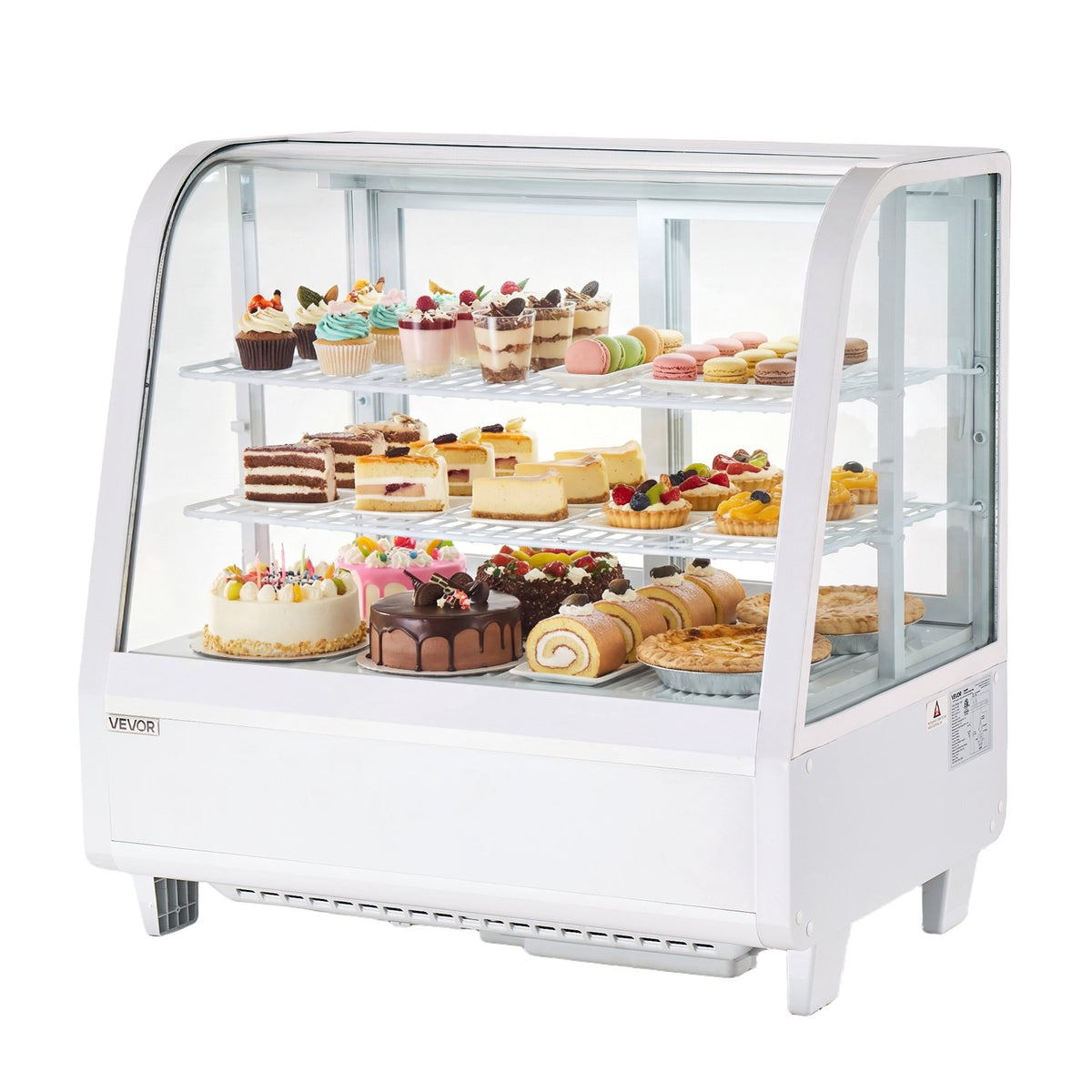 VEVOR Refrigerated Display Case, 3.5 Cu.Ft./100L Countertop Pastry Display Case, 2-Tier Commercial Cake Refrigerator with LED Lighting, TURBO Cooling, Frost-Free Air-Cooling, for Bakery, Dessert Shop - DGZSJ35CFTHXV0MPU001V1 - view 1