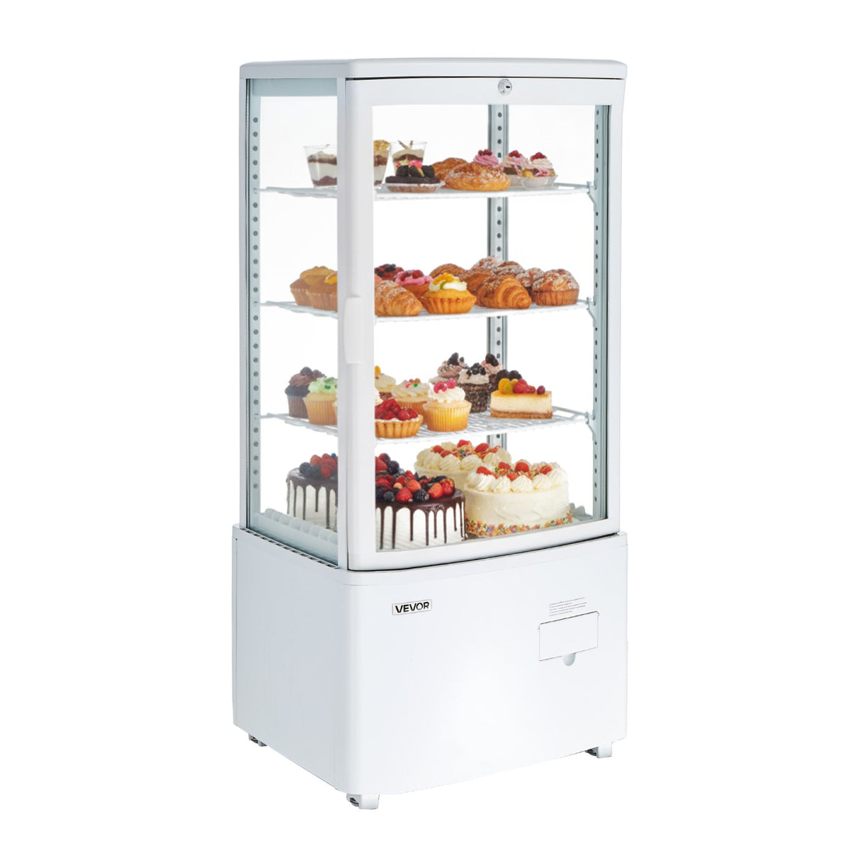 VEVOR Refrigerated Display Case, 3 Cu.Ft./85L Countertop Pastry Display Case, 3-Tier Commercial Cake Refrigerator with LED Lighting, TURBO Cooling, Frost-Free Air-Cooling, for Bakery, Dessert Shop - DGZSJ3CFTFXTSYTWG001V1 - view 1