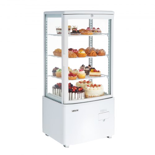 VEVOR Refrigerated Display Case, 3 Cu.Ft./85L Countertop Pastry Display Case, 3-Tier Commercial Cake Refrigerator with LED Lighting, TURBO Cooling, Frost-Free Air-Cooling, for Bakery, Dessert Shop - DGZSJ3CFTFXTSYTWG001V1 - view 2