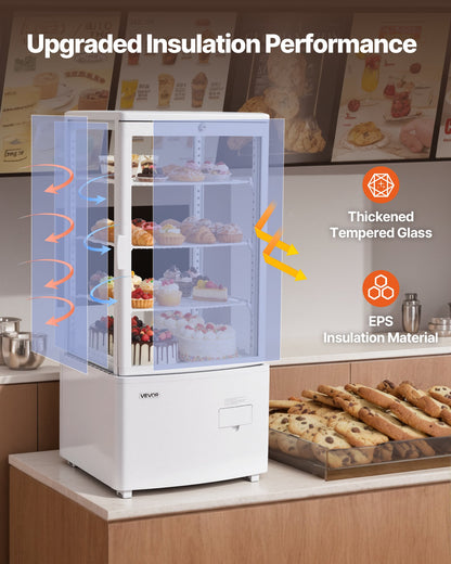 VEVOR Refrigerated Display Case, 3 Cu.Ft./85L Countertop Pastry Display Case, 3-Tier Commercial Cake Refrigerator with LED Lighting, TURBO Cooling, Frost-Free Air-Cooling, for Bakery, Dessert Shop - DGZSJ3CFTFXTSYTWG001V1 - view 7