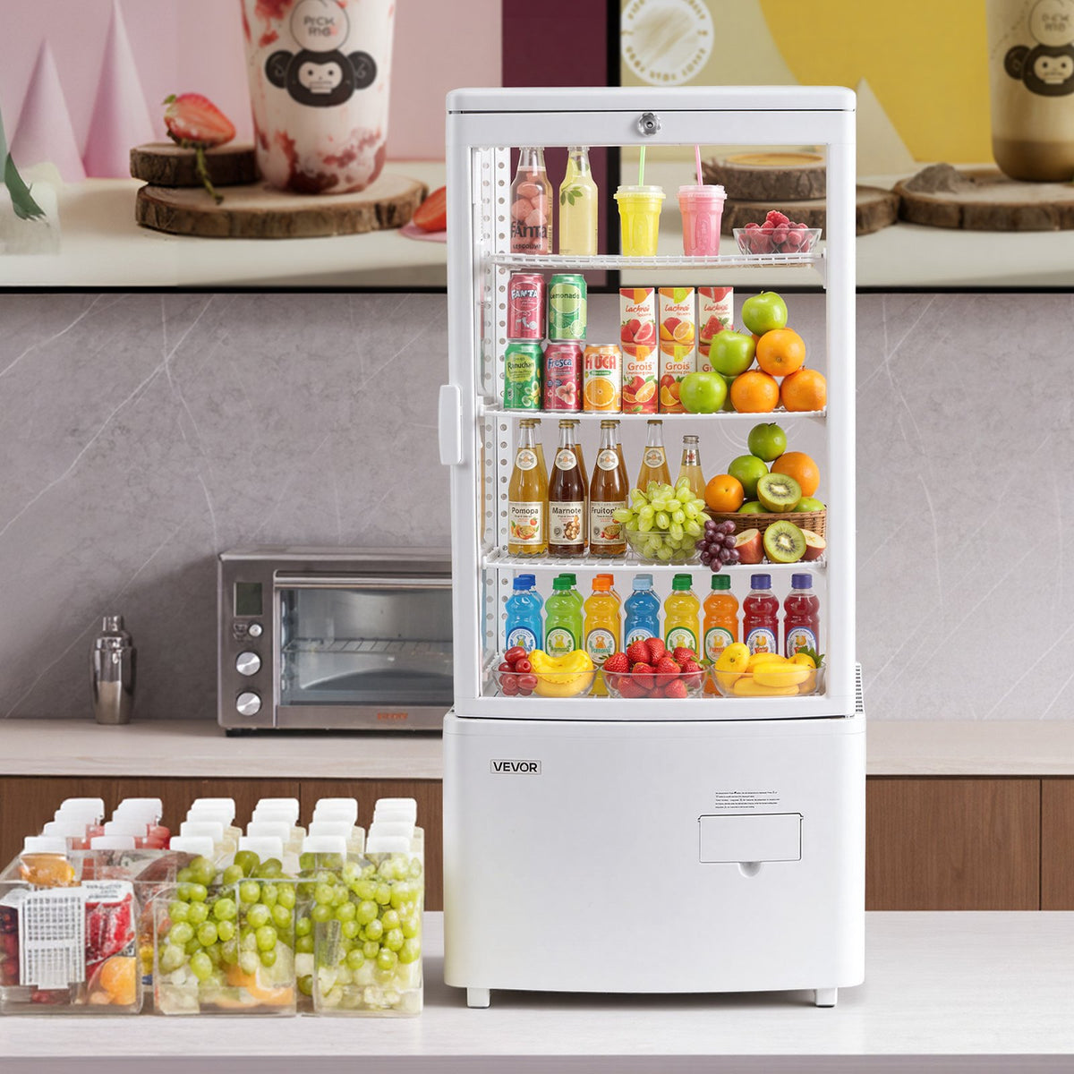 VEVOR Refrigerated Display Case, 3 Cu.Ft./85L Countertop Pastry Display Case, 3-Tier Commercial Cake Refrigerator with LED Lighting, TURBO Cooling, Frost-Free Air-Cooling, for Bakery, Dessert Shop - DGZSJ3CFTFXTSYTWG001V1 - view 9