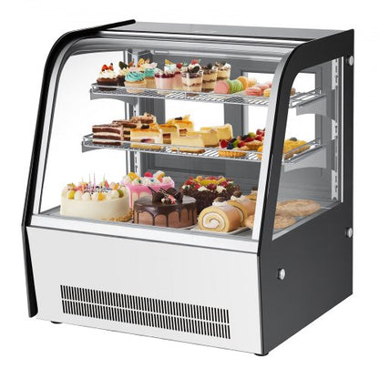 VEVOR Refrigerated Display Case, 4.2 Cu.Ft./105L Countertop Pastry Display Case, 2-Tier Commercial Cake Refrigerator with LED Lighting, TURBO Cooling, Frost-Free Air-Cooling, for Bakery, Dessert Shop - DGZSJ42CFTHXN3FWV001V1 - view 2