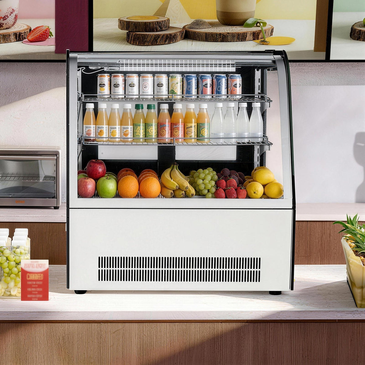 VEVOR Refrigerated Display Case, 4.2 Cu.Ft./105L Countertop Pastry Display Case, 2-Tier Commercial Cake Refrigerator with LED Lighting, TURBO Cooling, Frost-Free Air-Cooling, for Bakery, Dessert Shop - DGZSJ42CFTHXN3FWV001V1 - view 9