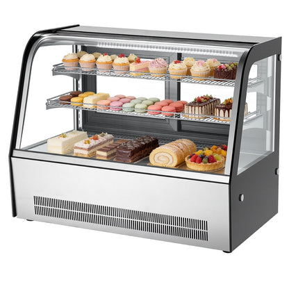 VEVOR Refrigerated Display Case, 5 Cu.Ft./145L Countertop Pastry Display Case, 2-Tier Commercial Cake Refrigerator with LED Lighting, TURBO Cooling, Frost-Free Air-Cooling, for Bakery, Dessert Shop - DGZSJ5CFTHXTLQZJD001V1 - view 1