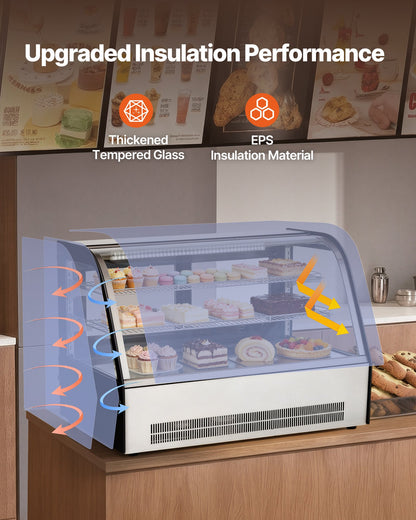 VEVOR Refrigerated Display Case, 5 Cu.Ft./145L Countertop Pastry Display Case, 2-Tier Commercial Cake Refrigerator with LED Lighting, TURBO Cooling, Frost-Free Air-Cooling, for Bakery, Dessert Shop - DGZSJ5CFTHXTLQZJD001V1 - view 7