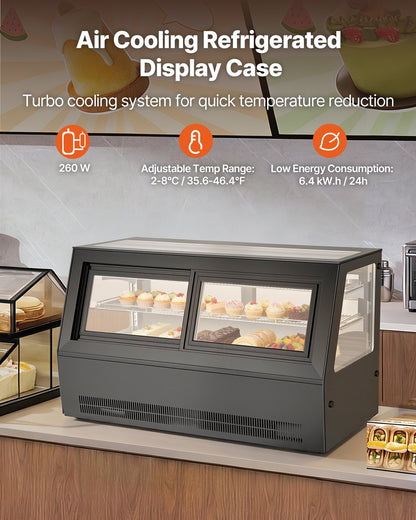 VEVOR Refrigerated Display Case, 7.1 Cu.Ft./190L Countertop Pastry Display Case, 2-Tier Commercial Cake Refrigerator with LED Lighting, TURBO Cooling, Frost-Free Air-Cooling, for Bakery, Dessert Shop - DGZSJ71CFTQHRFGXI001V1 - view 3