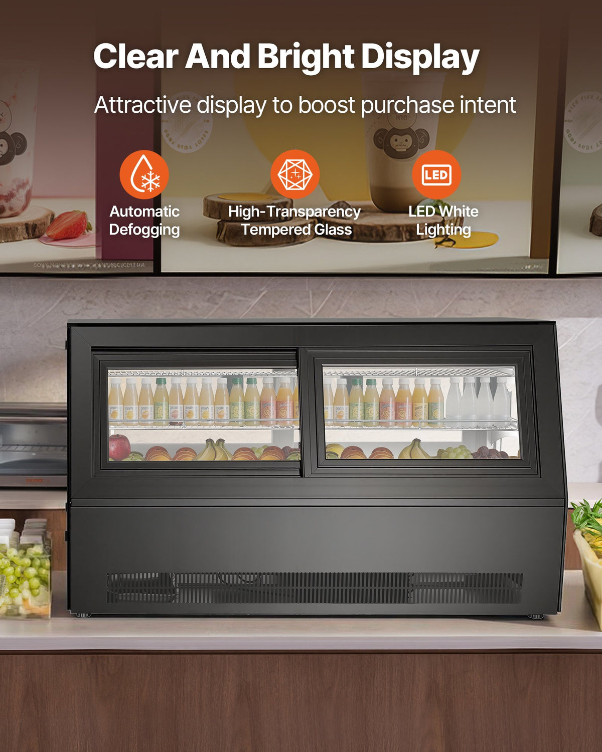VEVOR Refrigerated Display Case, 7.1 Cu.Ft./190L Countertop Pastry Display Case, 2-Tier Commercial Cake Refrigerator with LED Lighting, TURBO Cooling, Frost-Free Air-Cooling, for Bakery, Dessert Shop - DGZSJ71CFTQHRFGXI001V1 - view 4