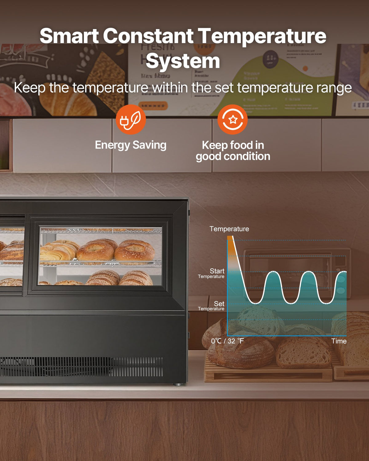 VEVOR Refrigerated Display Case, 7.1 Cu.Ft./190L Countertop Pastry Display Case, 2-Tier Commercial Cake Refrigerator with LED Lighting, TURBO Cooling, Frost-Free Air-Cooling, for Bakery, Dessert Shop - DGZSJ71CFTQHRFGXI001V1 - view 5