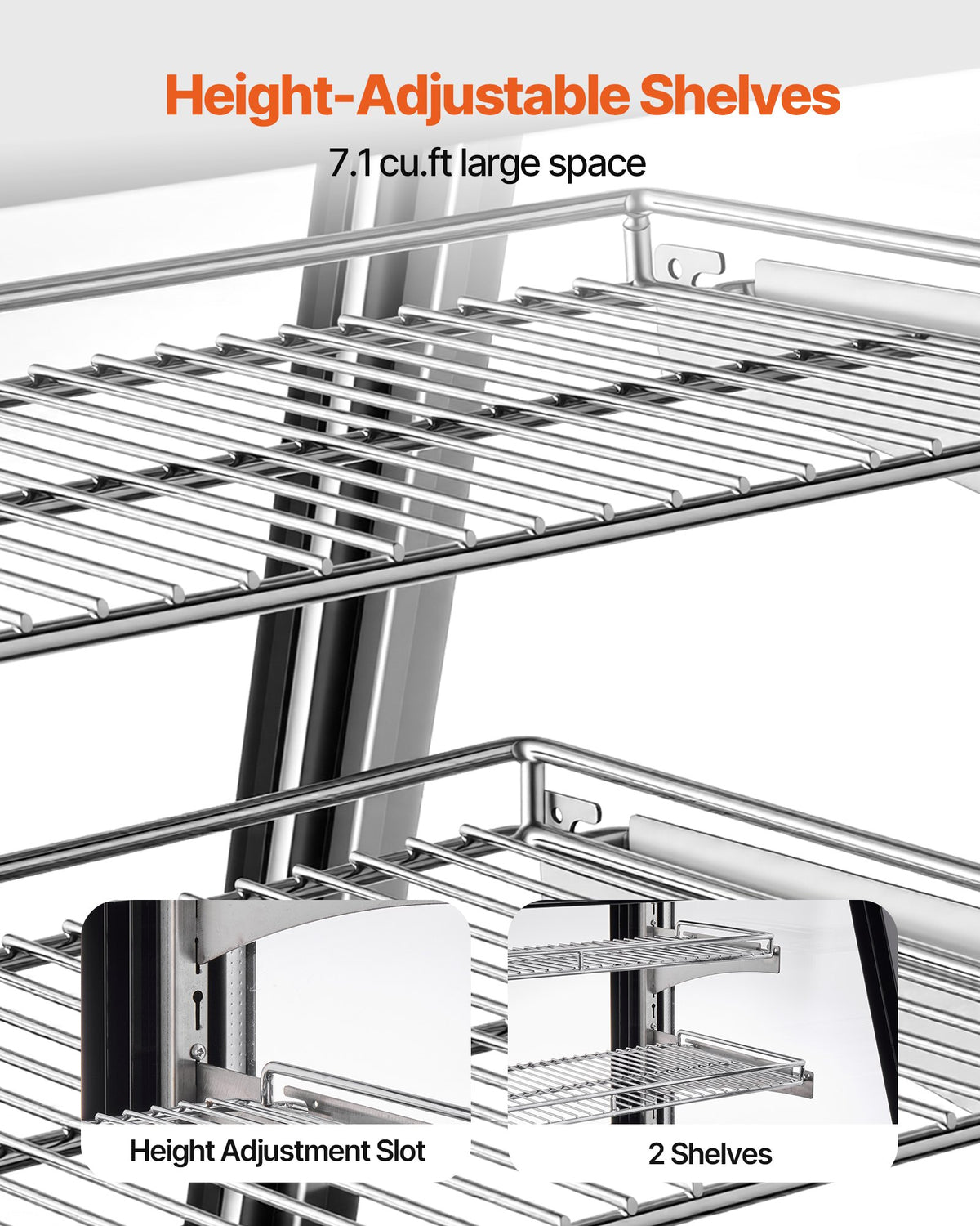 VEVOR Refrigerated Display Case, 7.1 Cu.Ft./190L Countertop Pastry Display Case, 2-Tier Commercial Cake Refrigerator with LED Lighting, TURBO Cooling, Frost-Free Air-Cooling, for Bakery, Dessert Shop - DGZSJ71CFTQHRFGXI001V1 - view 6