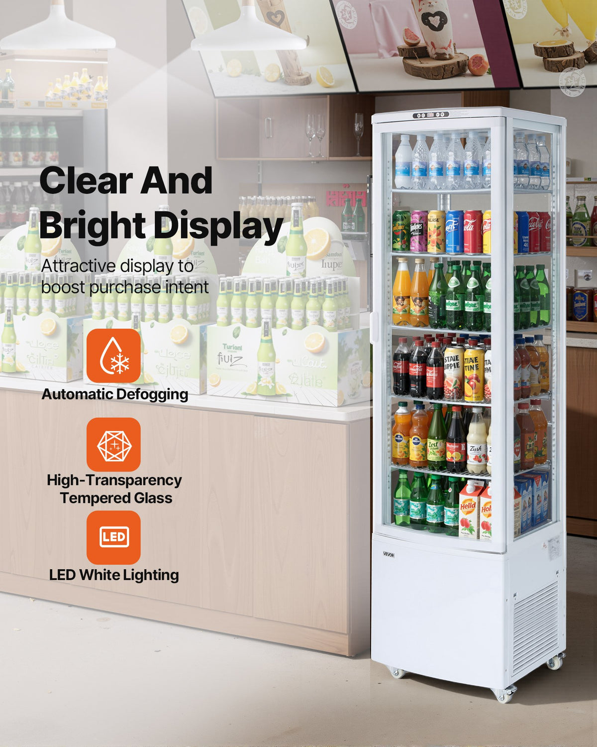 VEVOR Refrigerated Display Case, 9.8 Cu.Ft./278L Large Pastry Display Case, 5-Tier Commercial Cake Refrigerator with LED Lighting, TURBO Cooling, Frost-Free Air-Cooling, for Bakery, Dessert Shop - DGZSJ98CFTFX48JQV001V1 - view 4