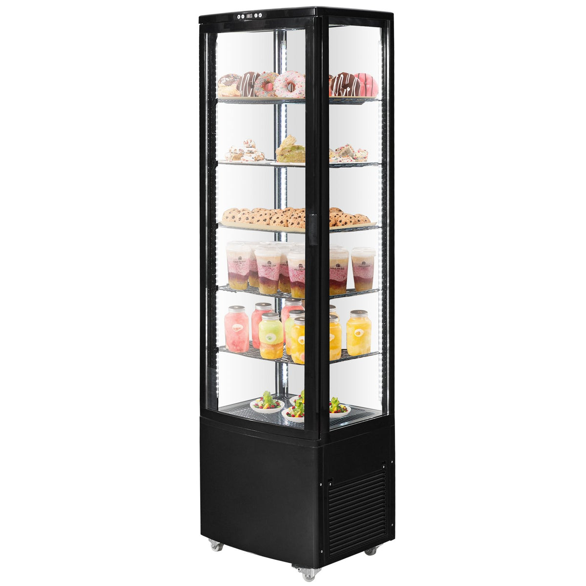 VEVOR Refrigerated Display Case, 9.8 Cu.Ft./278L Large Pastry Display Case, 5-Tier Commercial Display Refrigerator with LED Lighting, TURBO Cooling, Frost-Free Air-Cooling, for Bakery - DGZSJLDFX98CV5MZPV1 - view 1