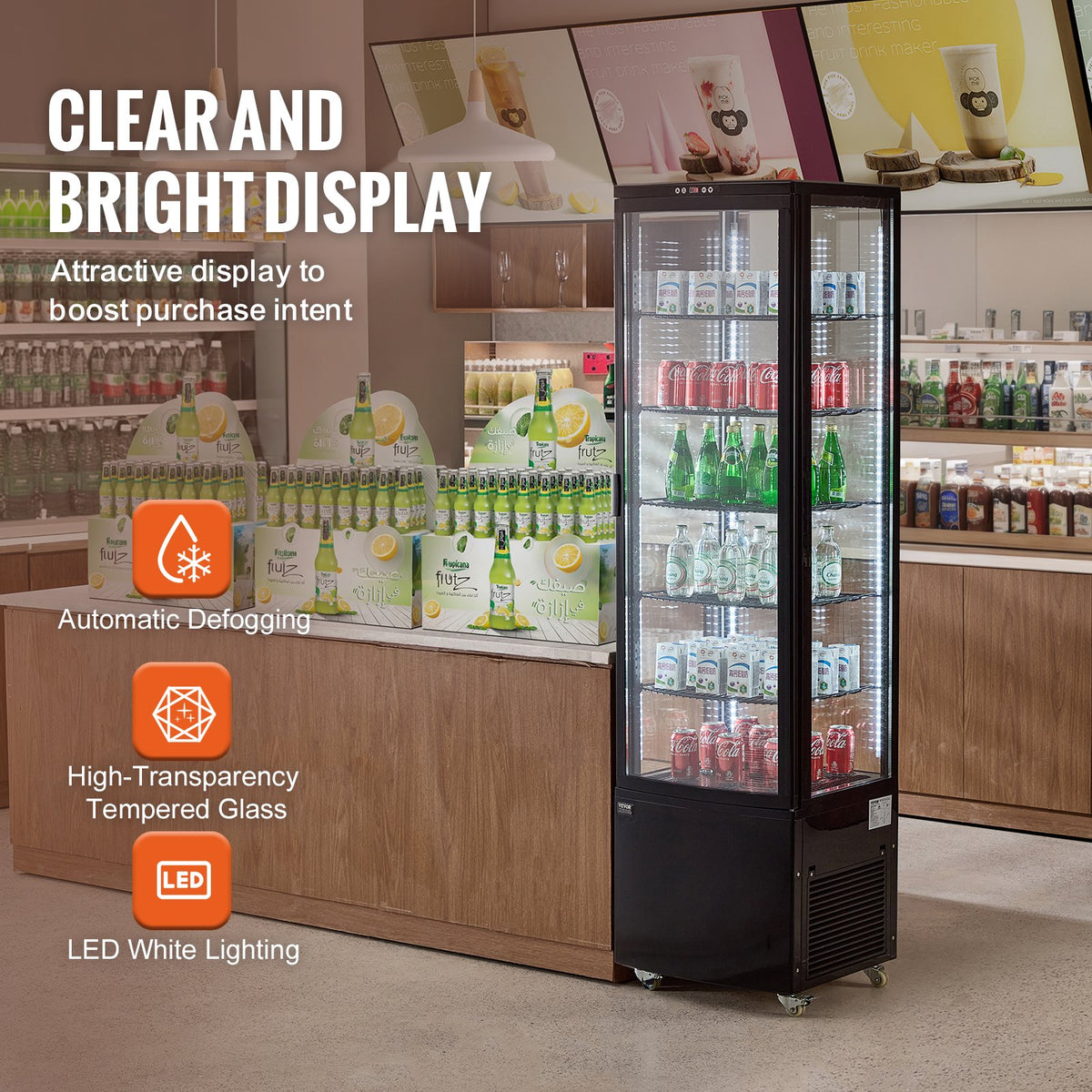 VEVOR Refrigerated Display Case, 9.8 Cu.Ft./278L Large Pastry Display Case, 5-Tier Commercial Display Refrigerator with LED Lighting, TURBO Cooling, Frost-Free Air-Cooling, for Bakery - DGZSJLDFX98CV5MZPV1 - view 4