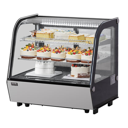 VEVOR Refrigerated Display Case, 4.2 Cu.Ft./115L Countertop Pastry Display Case, 2-Tier Commercial Display Refrigerator with LED Lighting, TURBO Cooling, Frost-Free Air-Cooling, for Bakery - DGZSJTMHX42C7I6DBV1 - view 1