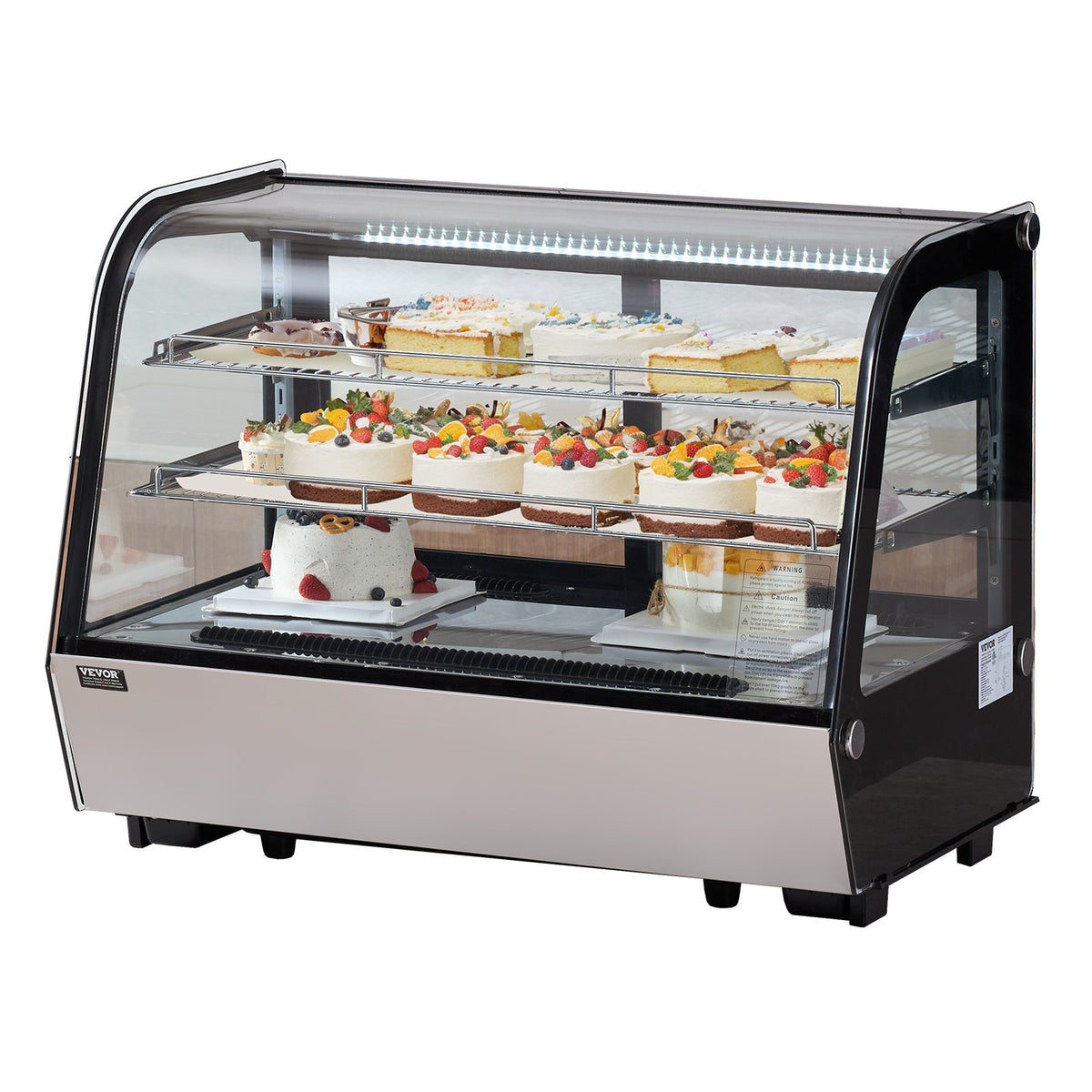 VEVOR Refrigerated Display Case, 5 Cu.Ft./146L Countertop Pastry Display Case, 2-Tier Commercial Display Refrigerator with LED Lighting, TURBO Cooling, Frost-Free Air-Cooling, for Bakery - DGZSJTMHX5CFLW41TV1 - view 1