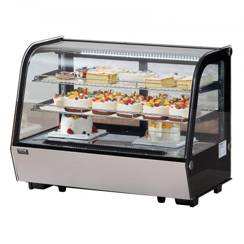 VEVOR Refrigerated Display Case, 5 Cu.Ft./146L Countertop Pastry Display Case, 2-Tier Commercial Display Refrigerator with LED Lighting, TURBO Cooling, Frost-Free Air-Cooling, for Bakery - DGZSJTMHX5CFLW41TV1 - view 2