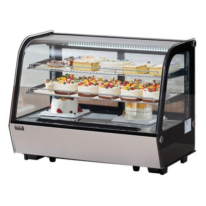 VEVOR Refrigerated Display Case, 5 Cu.Ft./146L Countertop Pastry Display Case, 2-Tier Commercial Display Refrigerator with LED Lighting, TURBO Cooling, Frost-Free Air-Cooling, for Bakery - DGZSJTMHX5CFLW41TV1 - view 2