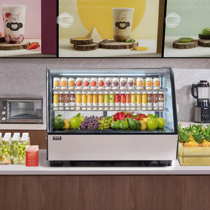 VEVOR Refrigerated Display Case, 5 Cu.Ft./146L Countertop Pastry Display Case, 2-Tier Commercial Display Refrigerator with LED Lighting, TURBO Cooling, Frost-Free Air-Cooling, for Bakery - DGZSJTMHX5CFLW41TV1 - view 9