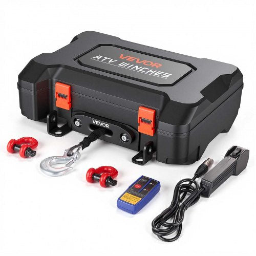 VEVOR Portable Winch, 3500 lbs 12V DC Electric Winch with Synthetic Rope, Wireless & Wired Remotes, Box-Style Recovery Kit with Fairlead, Clevis Hook, Strap for ATV UTV Off-Road Outdoor Pulling Tasks - DHBXSATVJP35II7MM001V9 - view 2