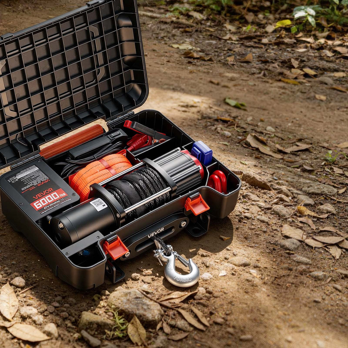 VEVOR Portable Winch, 6000 lbs 12V DC Electric Winch with Synthetic Rope, Wireless & Wired Remotes, Box-Style Recovery Kit with Fairlead, Clevis Hook, Strap for ATV UTV Off-Road Outdoor Pulling Tasks - DHBXSATVJP60ELFS9001V9 - view 9
