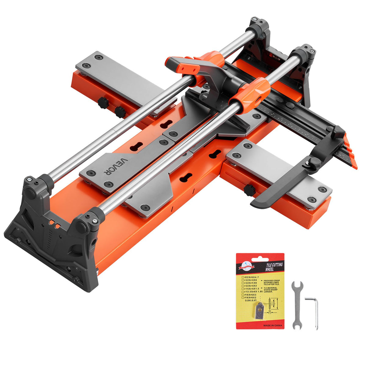 VEVOR 24-Inch Manual Tile Cutter, Upgraded Sliding Head Cutting Tool with Spring-Loaded Base, Angle Fence, Tungsten Carbide Cutting Wheel, Alignment Guide, for DIY Pros, Ceramic, Floor, Wall Tiles - DHDZHDTSJK06UFL78001V0 - view 1