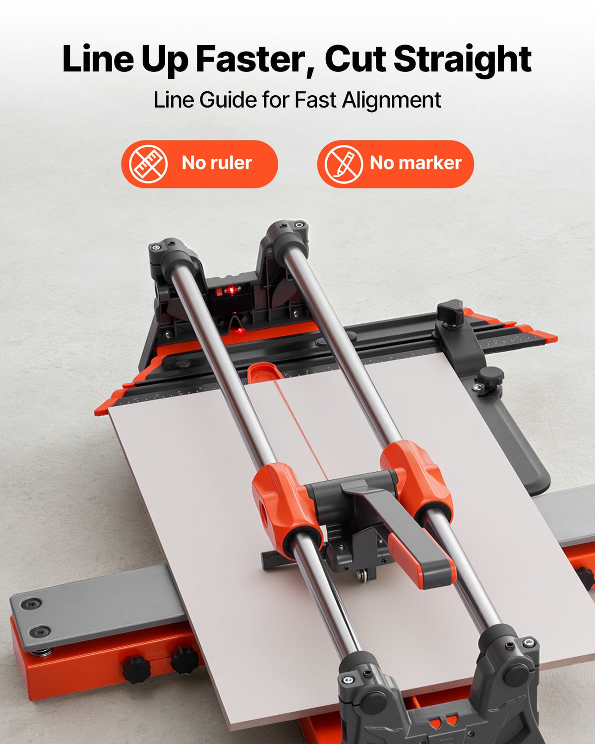 VEVOR 24-Inch Manual Tile Cutter, Upgraded Sliding Head Cutting Tool with Spring-Loaded Base, Angle Fence, Tungsten Carbide Cutting Wheel, Alignment Guide, for DIY Pros, Ceramic, Floor, Wall Tiles - DHDZHDTSJK06UFL78001V0 - view 7