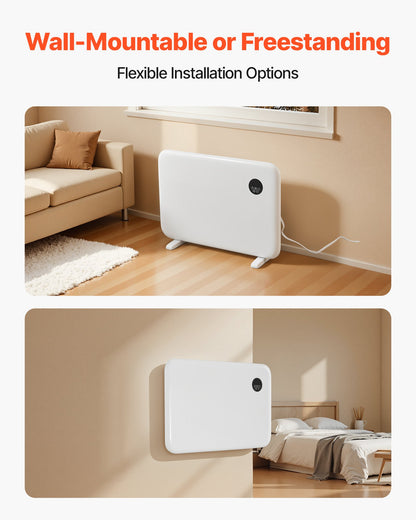 VEVOR Convection Panel Heater, 1500W Electric Panel Space Heater with Remote & Touch Control, Portable Stand or Wall Mount Design with Anti-Tipping and Overheat Protection for Home and Office, White - DHSDNQ1500WYYKH4O001V1 - view 7