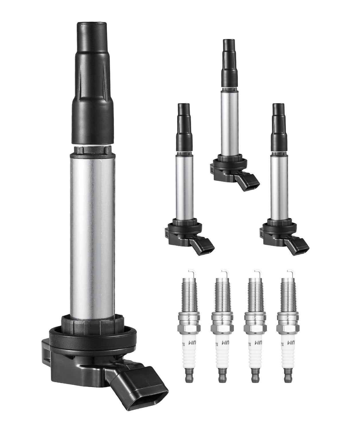 VEVOR Ignition Coil Pack and Spark Plugs, Set of 4, Compatible with Toyota Corolla Matrix Prius Prius V Scion IM xD Pontiac Vibe Lexus CT200h 1.8L L4, Replacement for UF596 UF-619 90919-02252 C1714 - DHXQZJUF596FC9O2NV9 - view 1