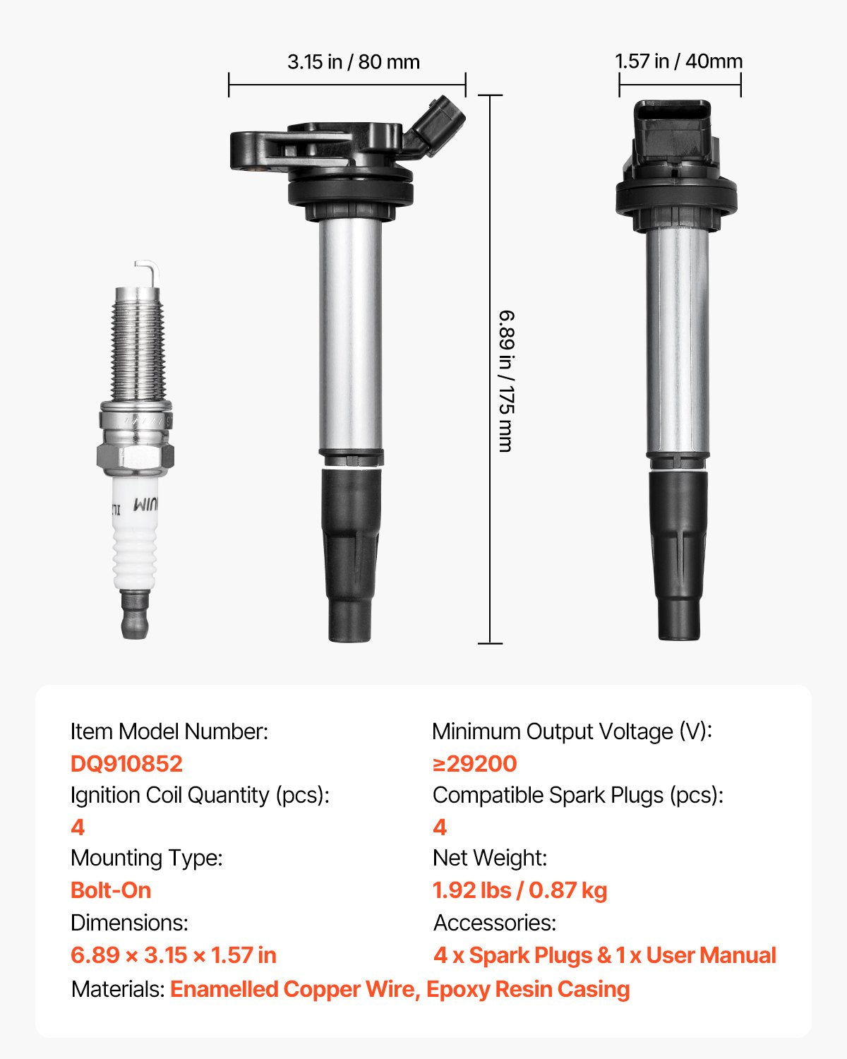 VEVOR Ignition Coil Pack and Spark Plugs, Set of 4, Compatible with Toyota Corolla Matrix Prius Prius V Scion IM xD Pontiac Vibe Lexus CT200h 1.8L L4, Replacement for UF596 UF-619 90919-02252 C1714 - DHXQZJUF596FC9O2NV9 - view 8