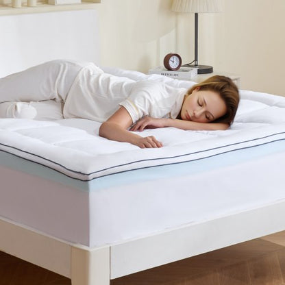 VEVOR Mattress Topper, Queen Size, 4 in Thickness, Memory Foam, Fiber Fill, Detachable & Washable, Ergonomically Designed for Pressure Relief, Comfortable Cooling & Breathable, Ideal for Hot Sleepers - DHYCDZ6080INC2P47V0 - view 2