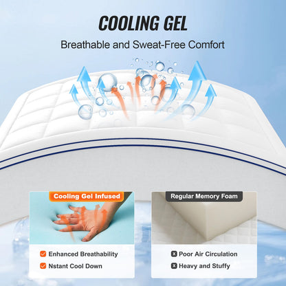 VEVOR Mattress Topper, Queen Size, 4 in Thickness, Memory Foam, Fiber Fill, Detachable & Washable, Ergonomically Designed for Pressure Relief, Comfortable Cooling & Breathable, Ideal for Hot Sleepers - DHYCDZ6080INC2P47V0 - view 4