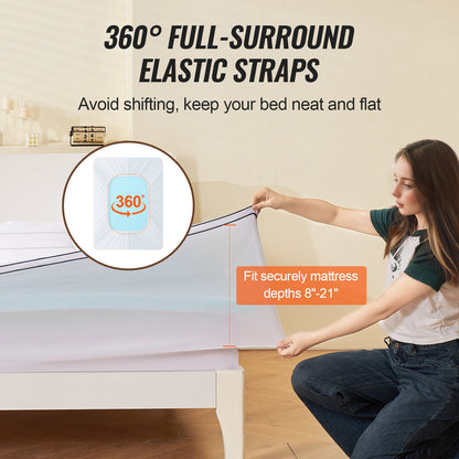 VEVOR Mattress Topper, Queen Size, 4 in Thickness, Memory Foam, Fiber Fill, Detachable & Washable, Ergonomically Designed for Pressure Relief, Comfortable Cooling & Breathable, Ideal for Hot Sleepers - DHYCDZ6080INC2P47V0 - view 7