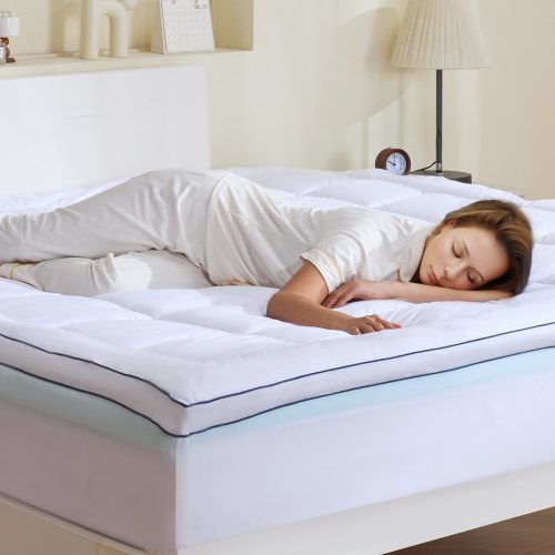 VEVOR Mattress Topper, King Size, 4 in Thickness, Memory Foam, Fiber Fill, Detachable & Washable, Ergonomically Designed for Pressure Relief, Comfortable Cooling & Breathable, Ideal for Hot Sleepers - DHYCDZ7680INM5WOQV0 - view 2