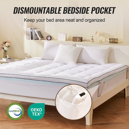 VEVOR Mattress Topper, King Size, 4 in Thickness, Memory Foam, Fiber Fill, Detachable & Washable, Ergonomically Designed for Pressure Relief, Comfortable Cooling & Breathable, Ideal for Hot Sleepers - DHYCDZ7680INM5WOQV0 - view 5