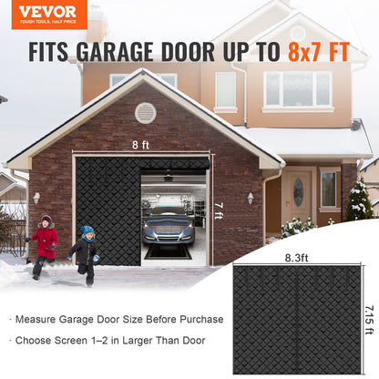 VEVOR Garage Door Screen for Winter, 8x7FT, Garage Door Insulation Kit, Magnetic Thermal Insulated Door Curtain with 300D Oxford Fabric Heavy Duty Weighted Bottom, Easy Assembly for Garage Door - DJCXBNCKMPFL6GJTOV0 - view 3
