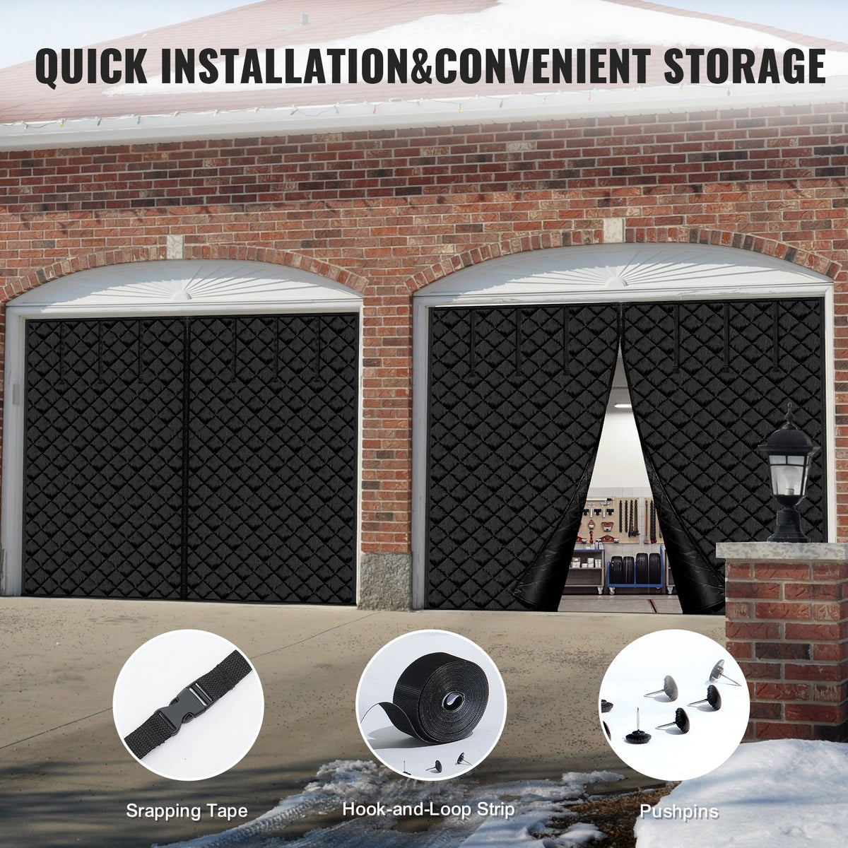 VEVOR Garage Door Screen for Winter, 8x7FT, Garage Door Insulation Kit, Magnetic Thermal Insulated Door Curtain with 300D Oxford Fabric Heavy Duty Weighted Bottom, Easy Assembly for Garage Door - DJCXBNCKMPFL6GJTOV0 - view 7