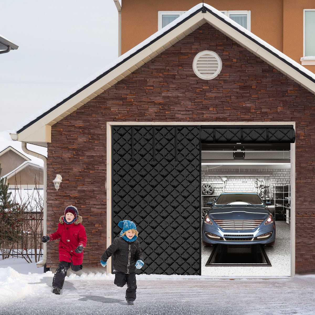 VEVOR Garage Door Screen for Winter, 8x7FT, Garage Door Insulation Kit, Magnetic Thermal Insulated Door Curtain with 300D Oxford Fabric Heavy Duty Weighted Bottom, Easy Assembly for Garage Door - DJCXBNCKMPFL6GJTOV0 - view 9