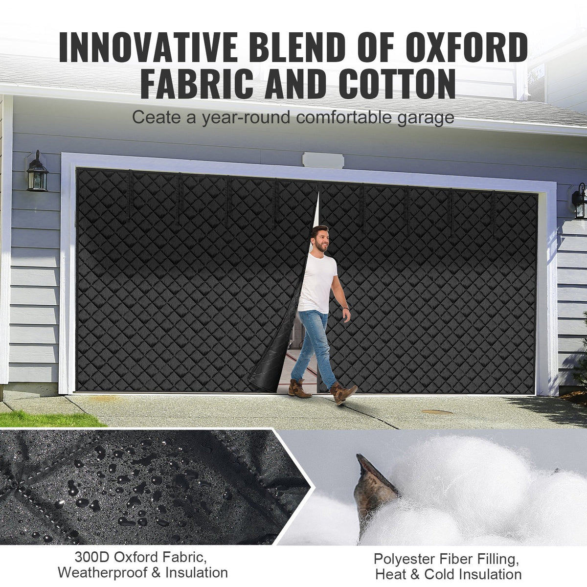 VEVOR Garage Door Screen for Winter, 18x7FT, Garage Door Insulation Kit, Magnetic Thermal Insulated Door Curtain with 300D Oxford Fabric Heavy Duty Weighted Bottom, Easy Assembly for Garage Door - DJCXBNCKMPFLAOZJAV0 - view 4