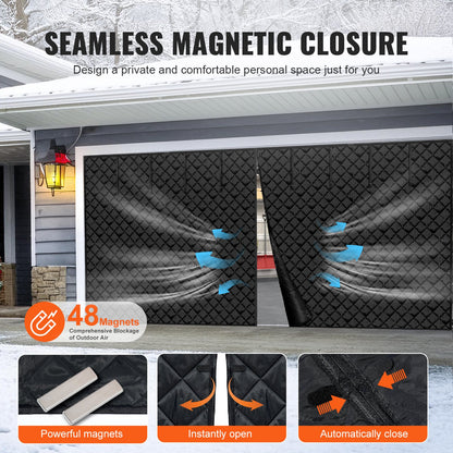 VEVOR Garage Door Screen for Winter, 18x7FT, Garage Door Insulation Kit, Magnetic Thermal Insulated Door Curtain with 300D Oxford Fabric Heavy Duty Weighted Bottom, Easy Assembly for Garage Door - DJCXBNCKMPFLAOZJAV0 - view 5