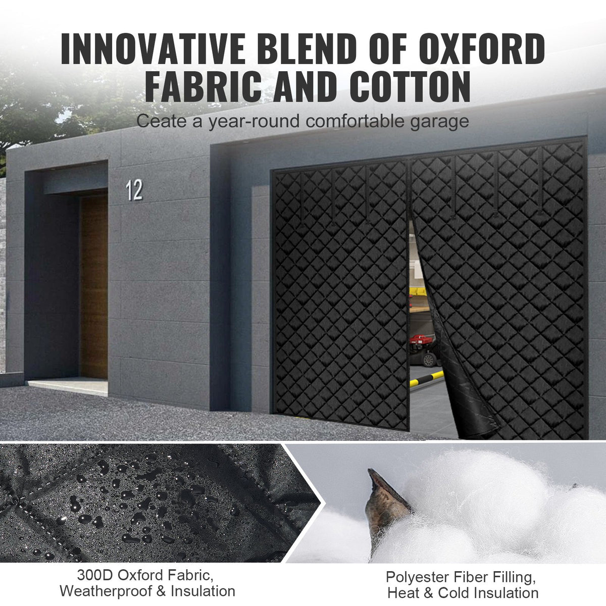 VEVOR Garage Door Screen for Winter, 9x7FT, Garage Door Insulation Kit, Magnetic Thermal Insulated Door Curtain with 300D Oxford Fabric Heavy Duty Weighted Bottom, Easy Assembly for Garage Door - DJCXBNCKMPFLFQBYBV0 - view 4