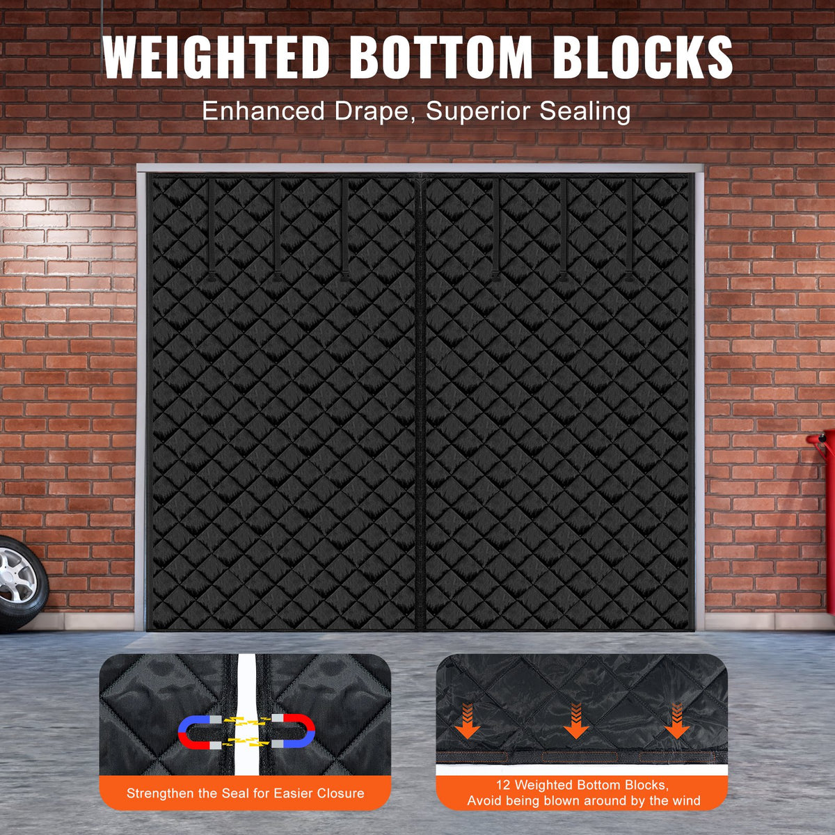 VEVOR Garage Door Screen for Winter, 9x7FT, Garage Door Insulation Kit, Magnetic Thermal Insulated Door Curtain with 300D Oxford Fabric Heavy Duty Weighted Bottom, Easy Assembly for Garage Door - DJCXBNCKMPFLFQBYBV0 - view 6